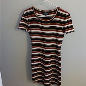 striped ribbed sweater dress